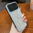 For iPhone 14 Pro Wood Grain Large Window Electroplated + Acrylic Phone Case(Blue) - 1