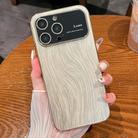 For iPhone 14 Pro Wood Grain Large Window Electroplated + Acrylic Phone Case(Gold) - 1