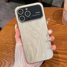 For iPhone 14 Pro Wood Grain Large Window Electroplated + Acrylic Phone Case(Gold) - 1