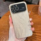 For iPhone 13 Pro Wood Grain Large Window Electroplated + Acrylic Phone Case(Gold) - 1