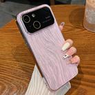 For iPhone 13 Wood Grain Large Window Electroplated + Acrylic Phone Case(Pink) - 1