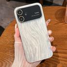 For iPhone 12 Wood Grain Large Window Electroplated + Acrylic Phone Case(Silver) - 1