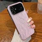 For iPhone 11 Wood Grain Large Window Electroplated + Acrylic Phone Case(Pink) - 1