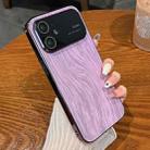 For iPhone 11 Wood Grain Large Window Electroplated + Acrylic Phone Case(Purple) - 1