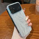 For iPhone 11 Wood Grain Large Window Electroplated + Acrylic Phone Case(Blue) - 1