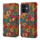 For iPhone 12 Denior Flower Language Series Cork Fabric Oil Edge Leather Phone Case(Spring) - 1