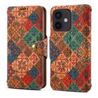 For iPhone 12 Denior Flower Language Series Cork Fabric Oil Edge Leather Phone Case(Winter) - 1