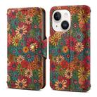 For iPhone 13 Denior Flower Language Series Cork Fabric Oil Edge Leather Phone Case(Spring) - 1