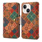 For iPhone 13 Denior Flower Language Series Cork Fabric Oil Edge Leather Phone Case(Winter) - 1