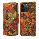 For iPhone 13 Pro Denior Flower Language Series Cork Fabric Oil Edge Leather Phone Case(Autumn) - 1