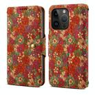 For iPhone 14 Pro Denior Flower Language Series Cork Fabric Oil Edge Leather Phone Case(Summer) - 1