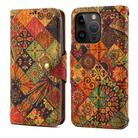 For iPhone 14 Pro Denior Flower Language Series Cork Fabric Oil Edge Leather Phone Case(Autumn) - 1