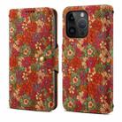 For iPhone 15 Pro Denior Flower Language Series Cork Fabric Oil Edge Leather Phone Case(Summer) - 1