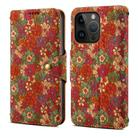 For iPhone 15 Pro Max Denior Flower Language Series Cork Fabric Oil Edge Leather Phone Case(Summer) - 1