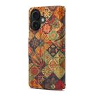 For iPhone 16 Denior Flower Language Series Cork Fabric Oil Edge Leather Phone Case(Autumn) - 3