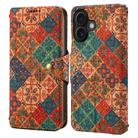 For iPhone 16 Denior Flower Language Series Cork Fabric Oil Edge Leather Phone Case(Winter) - 1