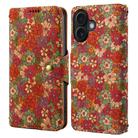 For iPhone 16 Plus Denior Flower Language Series Cork Fabric Oil Edge Leather Phone Case(Summer) - 1