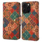 For iPhone 16 Pro Denior Flower Language Series Cork Fabric Oil Edge Leather Phone Case(Winter) - 1