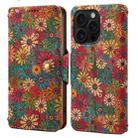 For iPhone 16 Pro Max Denior Flower Language Series Cork Fabric Oil Edge Leather Phone Case(Spring) - 1