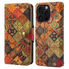 For iPhone 16 Pro Max Denior Flower Language Series Cork Fabric Oil Edge Leather Phone Case(Autumn) - 1