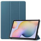 For Samsung Galaxy Tab S7 T870 Custer Texture Horizontal Flip Leather Case with Three-folding Holder & Sleep / Wake-up Function(Dark Green) - 1