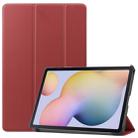 For Samsung Galaxy Tab S7 T870 Custer Texture Horizontal Flip Leather Case with Three-folding Holder & Sleep / Wake-up Function(Wine Red) - 1