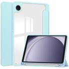 For Samsung Galaxy Tab A9 Acrylic 3-folding Leather Tablet Case with Pen Slot(Sky Blue) - 1