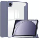 For Samsung Galaxy Tab A9 Acrylic 3-folding Leather Tablet Case with Pen Slot(Lavender) - 1