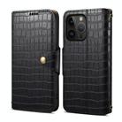 For iPhone 15 Pro Denior Crocodile Texture Oil Edge Leather Phone Case(Black) - 1