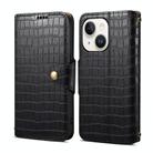 For iPhone 15 Plus Denior Crocodile Texture Oil Edge Leather Phone Case(Black) - 1