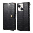 For iPhone 15 Denior Crocodile Texture Oil Edge Leather Phone Case(Black) - 1