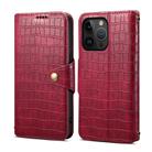 For iPhone 14 Pro Denior Crocodile Texture Oil Edge Leather Phone Case(Rose Red) - 1