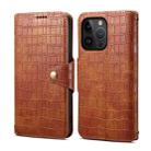 For iPhone 13 Pro Max Denior Crocodile Texture Oil Edge Leather Phone Case(Brown) - 1