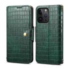 For iPhone 13 Pro Denior Crocodile Texture Oil Edge Leather Phone Case(Green) - 1