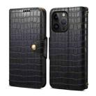 For iPhone 13 Pro Denior Crocodile Texture Oil Edge Leather Phone Case(Black) - 1