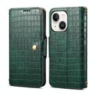 For iPhone 13 Denior Crocodile Texture Oil Edge Leather Phone Case(Green) - 1