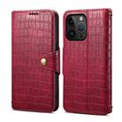 For iPhone 12 Pro Denior Crocodile Texture Oil Edge Leather Phone Case(Rose Red) - 1
