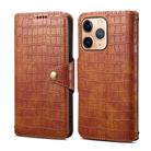 For iPhone 11 Pro Max Denior Crocodile Texture Oil Edge Leather Phone Case(Brown) - 1