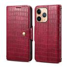 For iPhone 11 Pro Max Denior Crocodile Texture Oil Edge Leather Phone Case(Rose Red) - 1