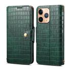 For iPhone 11 Pro Max Denior Crocodile Texture Oil Edge Leather Phone Case(Green) - 1