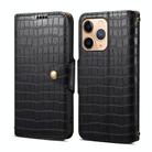 For iPhone 11 Pro Max Denior Crocodile Texture Oil Edge Leather Phone Case(Black) - 1