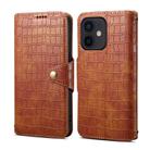 For iPhone 11 Denior Crocodile Texture Oil Edge Leather Phone Case(Brown) - 1