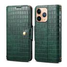 For iPhone 11 Pro Denior Crocodile Texture Oil Edge Leather Phone Case(Green) - 1