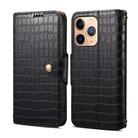 For iPhone 11 Pro Denior Crocodile Texture Oil Edge Leather Phone Case(Black) - 1