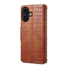 For iPhone 16 Denior Crocodile Texture Oil Edge Leather Phone Case(Brown) - 3