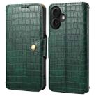 For iPhone 16 Denior Crocodile Texture Oil Edge Leather Phone Case(Green) - 1