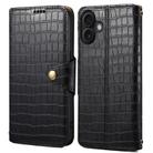 For iPhone 16 Plus Denior Crocodile Texture Oil Edge Leather Phone Case(Black) - 1