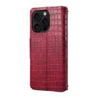 For iPhone 16 Pro Denior Crocodile Texture Oil Edge Leather Phone Case(Rose Red) - 3