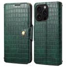 For iPhone 16 Pro Denior Crocodile Texture Oil Edge Leather Phone Case(Green) - 1