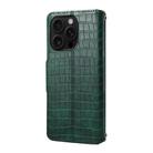 For iPhone 16 Pro Denior Crocodile Texture Oil Edge Leather Phone Case(Green) - 3